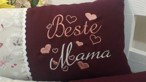 Kissen bestickt Beste Mama