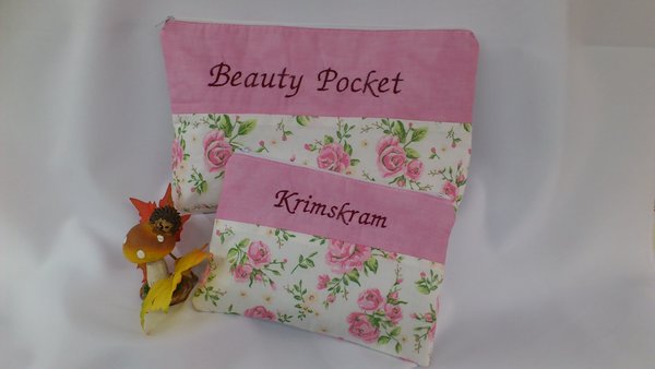 Kosmetiktasche 2tlg. (Beauty Pocket) rosa Rosen