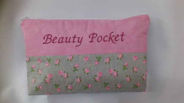 Kosmetiktasche  2tlg. ( Beauty Pocket ) rosa grau Röschen